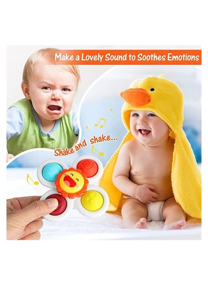 Y&D - 3PCS Suction Cup Spinner Toys, Strong Bath Toddler Fidget Toys Age 1-2, Window Spinning Top Baby Sensory for Toddlers 1-3, Birthday Gifts Girl Boy - Image 1