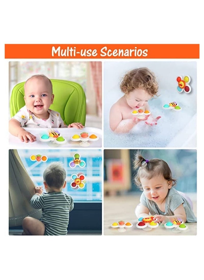 Y&D - 3PCS Suction Cup Spinner Toys, Strong Bath Toddler Fidget Toys Age 1-2, Window Spinning Top Baby Sensory for Toddlers 1-3, Birthday Gifts Girl Boy - Image 1