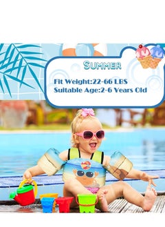 كول بيبي ستايل سترة سباحة للأطفال من COOLBABY لتدريب الأطفال على السباحة، سترة مساعدة في السباحة آمنة للأطفال بعمر 2 و3 و4 و5 و6 سنوات، أجنحة ذراع (10-30 كجم)  - Image 2