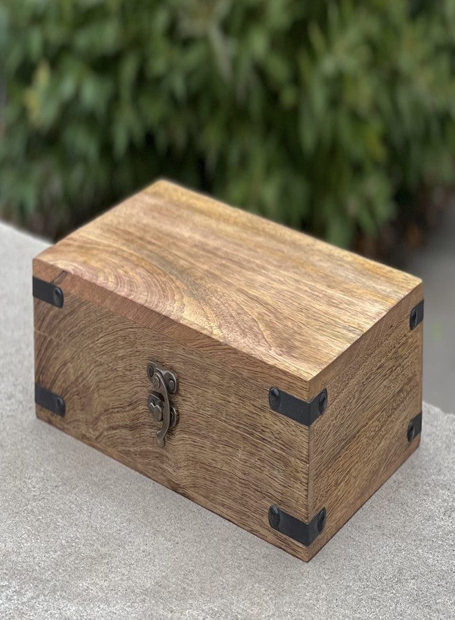 DharmaObjects Hand Carved Jewelry Trinket Keepsake Wooden Storage Box (Large, Plain) - Image 4