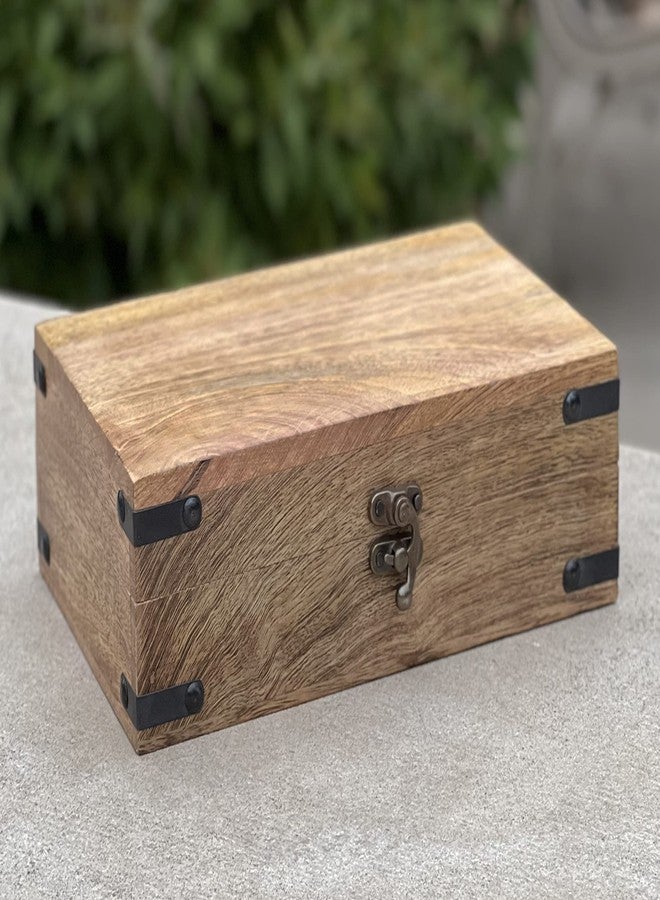 DharmaObjects Hand Carved Jewelry Trinket Keepsake Wooden Storage Box (Large, Plain) - Image 5