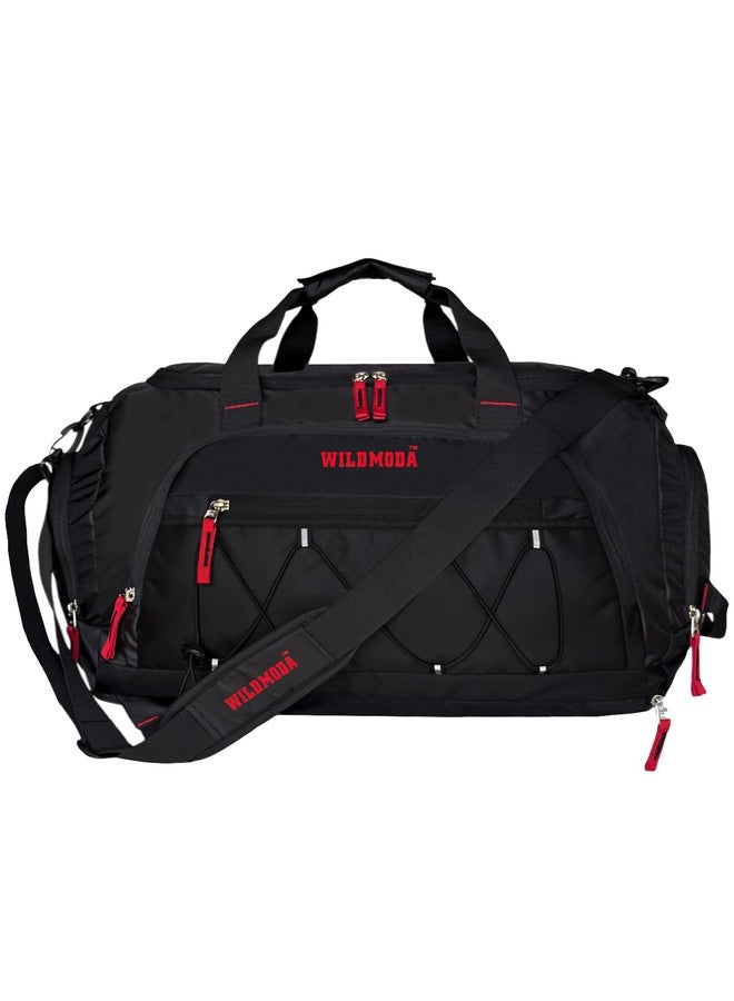 WILD MODA 50L Gym Duffel Bag | Large Travel Sports Bag for Men & Women (Black & Red) - Image 1
