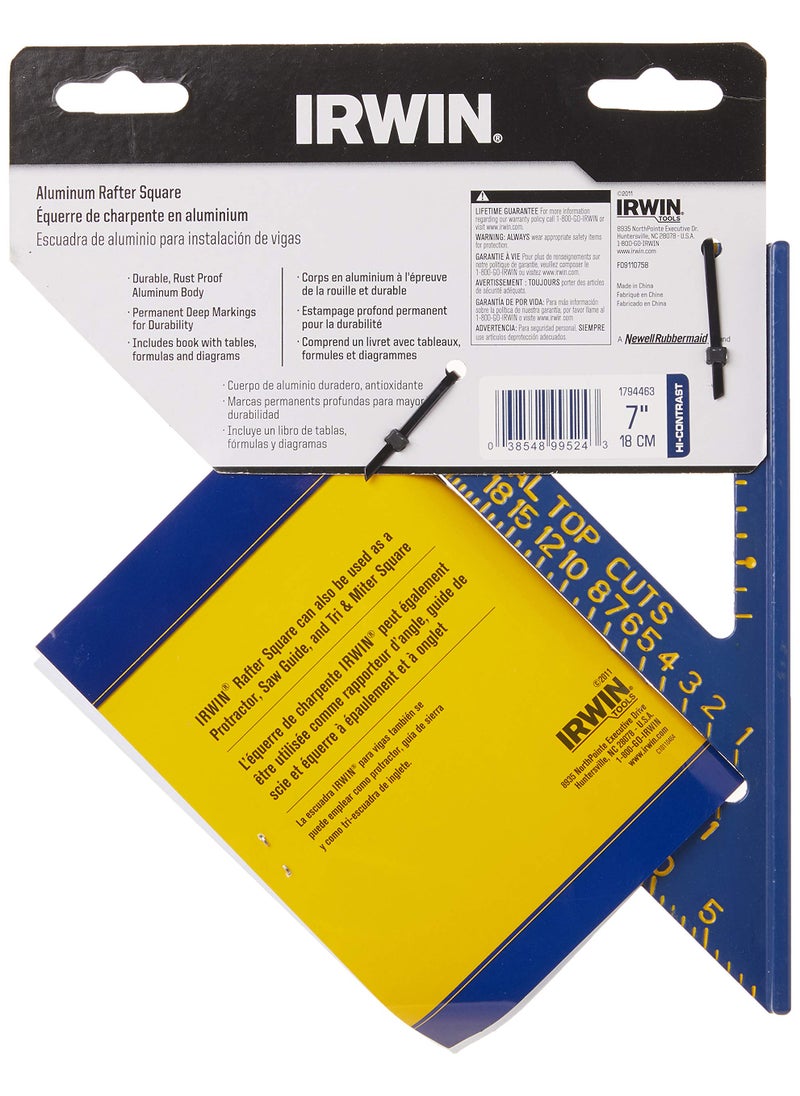 IRWIN IRWIN Tools Rafter Square, Hi-Contrast Aluminum, Blue, 7-Inch (1794463)  - Image 3