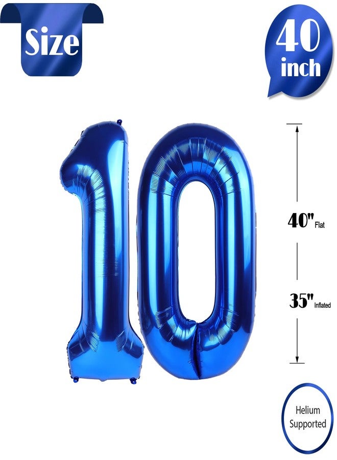 IWERP Navy Blue Number 10 Balloon 40 inch, 10 Number Balloons, 10th Navy Blue Birthday Decorations, 10 Year Old Girls Boys Blue Party Supplies - Image 5