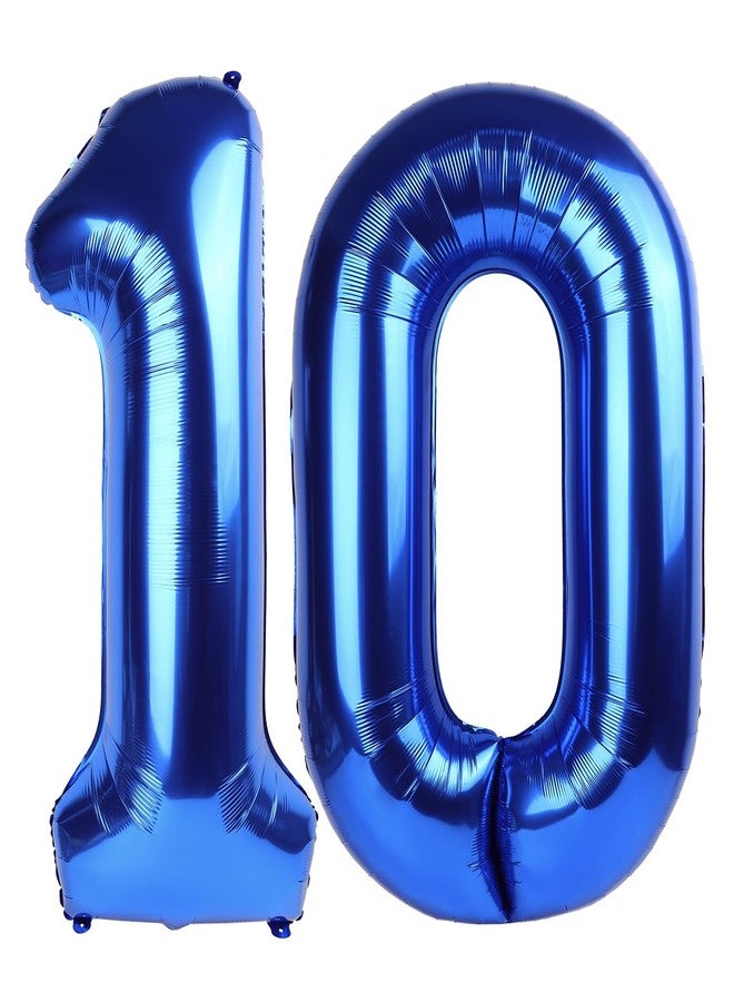 IWERP Navy Blue Number 10 Balloon 40 inch, 10 Number Balloons, 10th Navy Blue Birthday Decorations, 10 Year Old Girls Boys Blue Party Supplies - Image 1