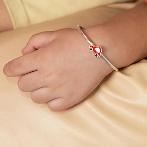 Silver Chest 925 Sterling Silver Kids Bangles �Red Car Motif, Adjustable Classic Baby Bracelet, Hypoallergenic Gift Jewelry For Newborn to Toddler Boys & Girls Hallmarked With Authenticity Certificate - Image 3