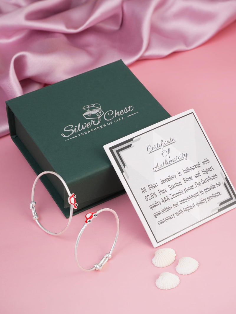 Silver Chest 925 Sterling Silver Kids Bangles �Red Car Motif, Adjustable Classic Baby Bracelet, Hypoallergenic Gift Jewelry For Newborn to Toddler Boys & Girls Hallmarked With Authenticity Certificate - Image 5