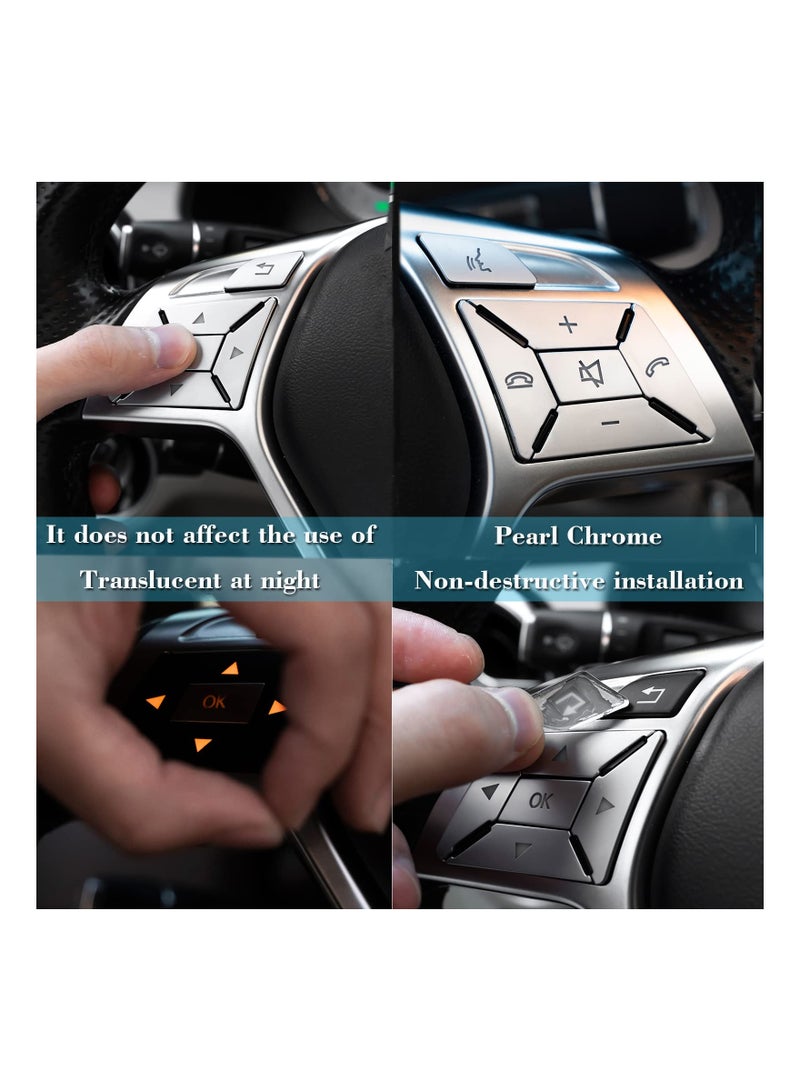 SOLARAE Silver Steering Wheel Button Cover, Car Interior Decoration Trim, Compatible with Mercedes Benz CLA/CLS/SL/ML/GL/GLK/GLA/A B C E G Class Inner Accessories, Button Trim Cover Cap Sticker (12 PCS) - Image 5