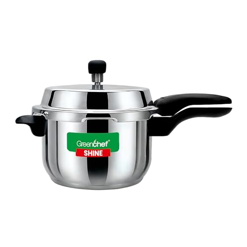 GREENCHEF Shine outer lid Stainless steel Pressure cooker 5 litre Induction and Gas Stove Compatible - ISI Certified - Image 1