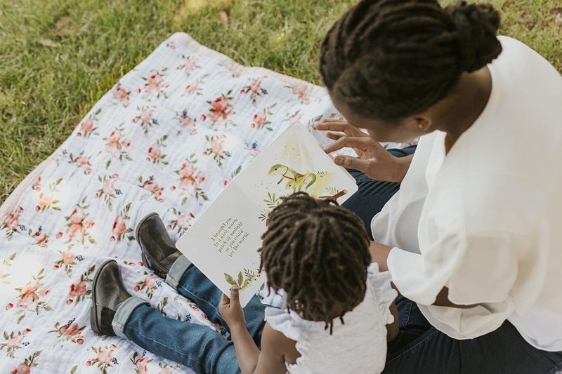 Little Unicorn Extra Soft Cotton Muslin Large Quilt - Watercolour Roses - Image 4