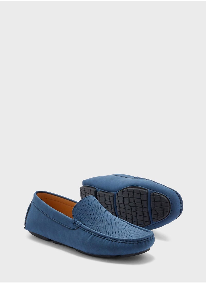 Robert Wood - Perforation Detail Casual Moccasins - Image 1