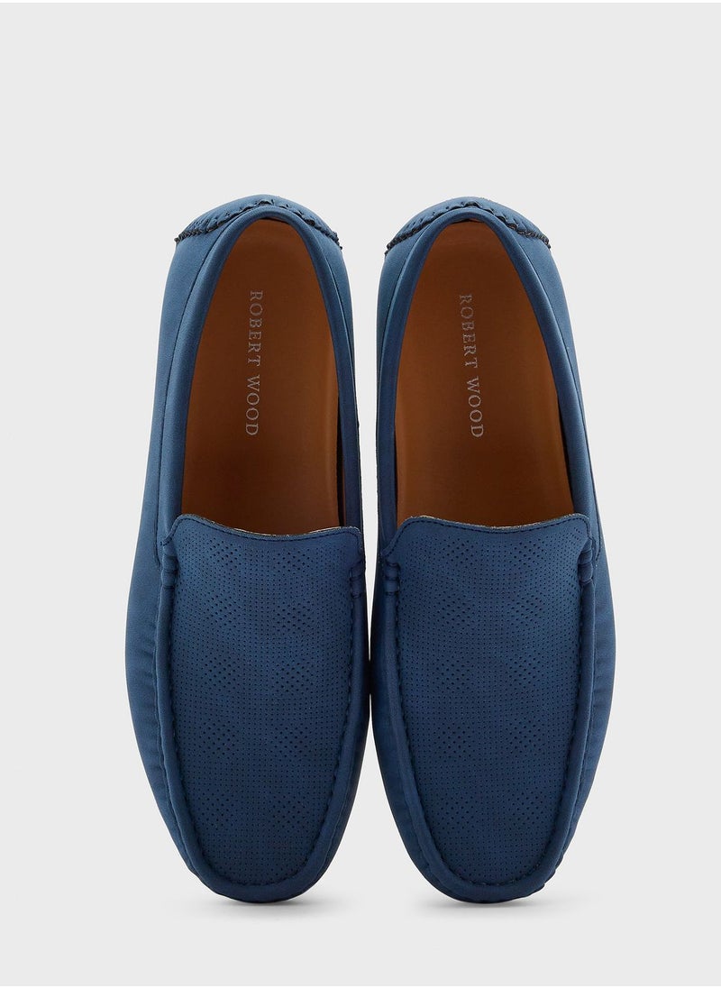 Robert Wood - Perforation Detail Casual Moccasins - Image 1