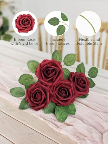 MACTING Artificial Rose Flowers 30PCS Real Touch Fake Flowers with Stem Red Foam Roses for DIY Wedding Bouquet Backdrop Table Centerpieces Arrangements Crafts Party Home Mothers Day Decorations - Image 4