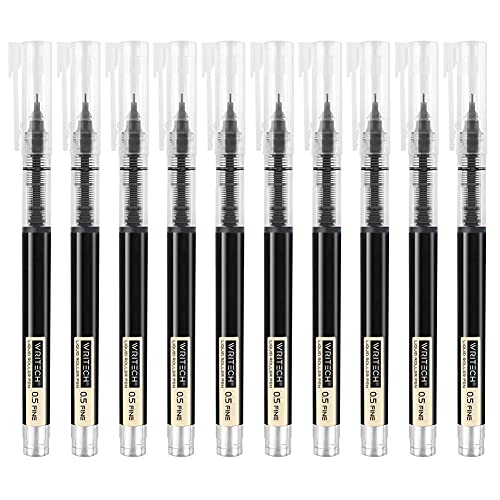 WRITECH Rolling Ball Pens Quick Dry Ink 0.5 mm Extra Fine Point Pens 10 Pcs Liquid Ink Pen Rollerball Pens Black Color - Image 1