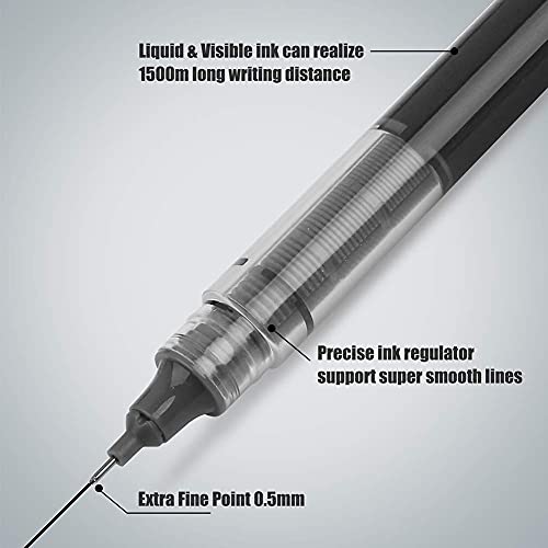 WRITECH Rolling Ball Pens Quick Dry Ink 0.5 mm Extra Fine Point Pens 10 Pcs Liquid Ink Pen Rollerball Pens Black Color - Image 4