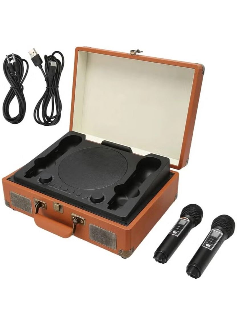 Karaoke Bluetooth Speaker with 2 Microphones – Suitcase Design, SW01 – Portable, High-Quality Sound, LED Lights, Rechargeable Battery, Perfect for Parties, Singing, and Entertainment on the Go.
