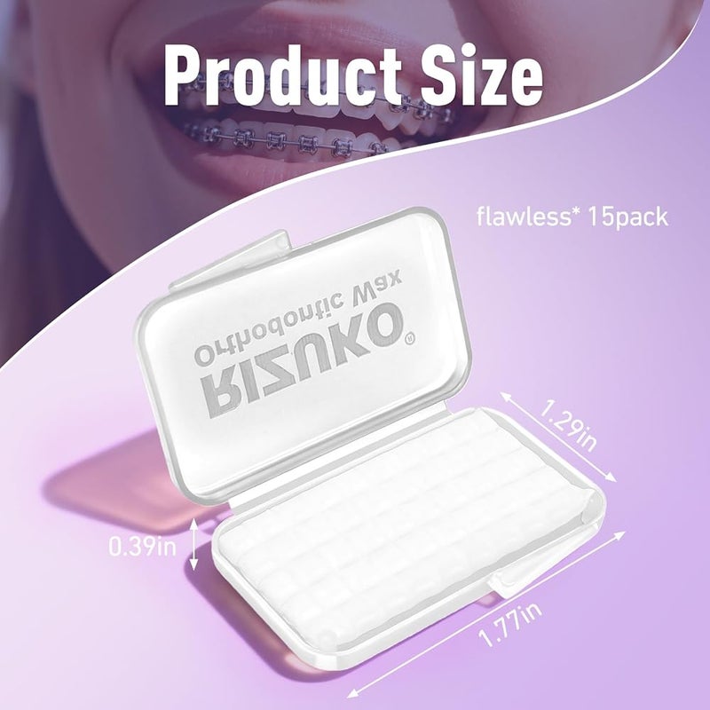 Rizuko Pre-Cut Orthodontic Wax Dots for Braces, Unflavored Flavor, 15 packs - Image 2