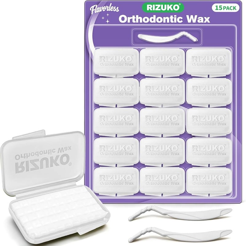 Rizuko Pre-Cut Orthodontic Wax Dots for Braces, Unflavored Flavor, 15 packs - Image 1