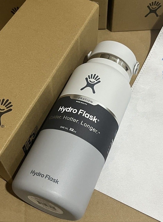 هايدرو فلاسك ( 32oz 946ml ) واسعة الفم مانعة للتسرب والعزل الحراري الفولاذ المقاوم للصدأ الترمس كأس مع سترو الغطاء ، يمكن أن تعمل في المدرسة ، والقيادة ، والسفر والرياضة شرب المشروبات الساخنة والشاي والقهوة - Image 2