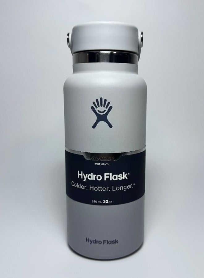 هايدرو فلاسك ( 32oz 946ml ) واسعة الفم مانعة للتسرب والعزل الحراري الفولاذ المقاوم للصدأ الترمس كأس مع سترو الغطاء ، يمكن أن تعمل في المدرسة ، والقيادة ، والسفر والرياضة شرب المشروبات الساخنة والشاي والقهوة - Image 1