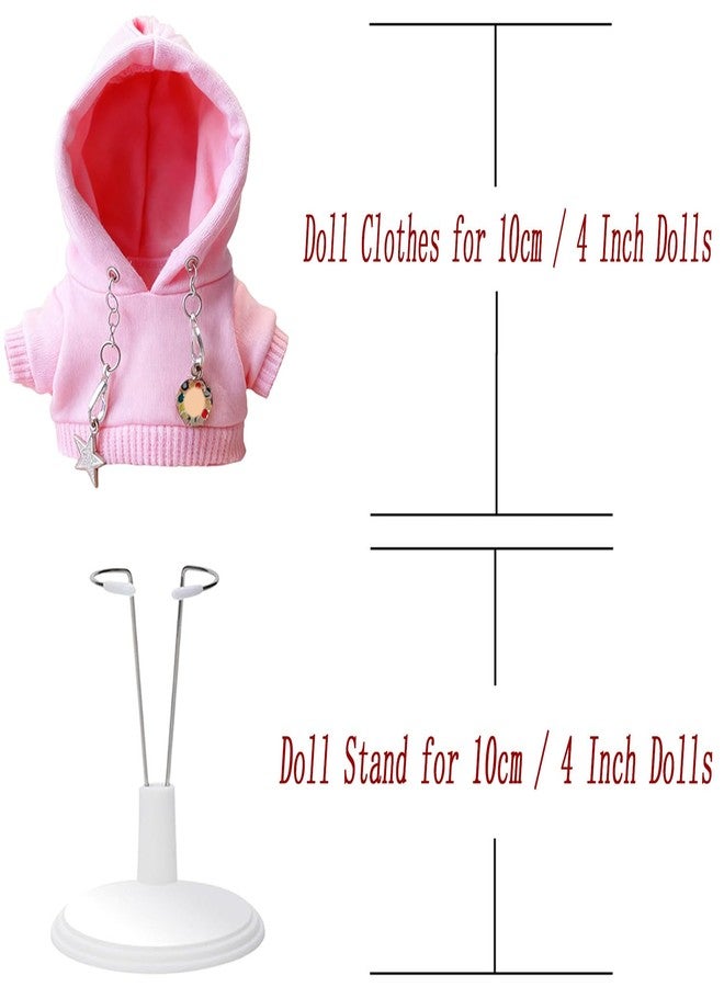 SHUOXUKE Pink Hooded Sweatshirt Outfit for 10cm Dolls with Adjustable White Display Stand (No Doll Included) - Image 2