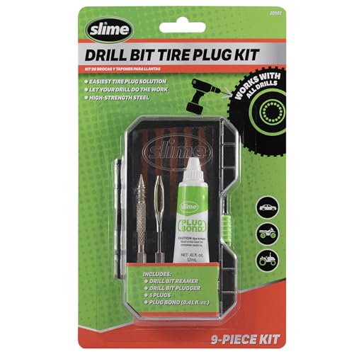 Slime 20502 Tire Plug Drill Bit Kit, All Drills Compatable, Easiest Tire Plug Option, (9-Piece Kit) - Image 1