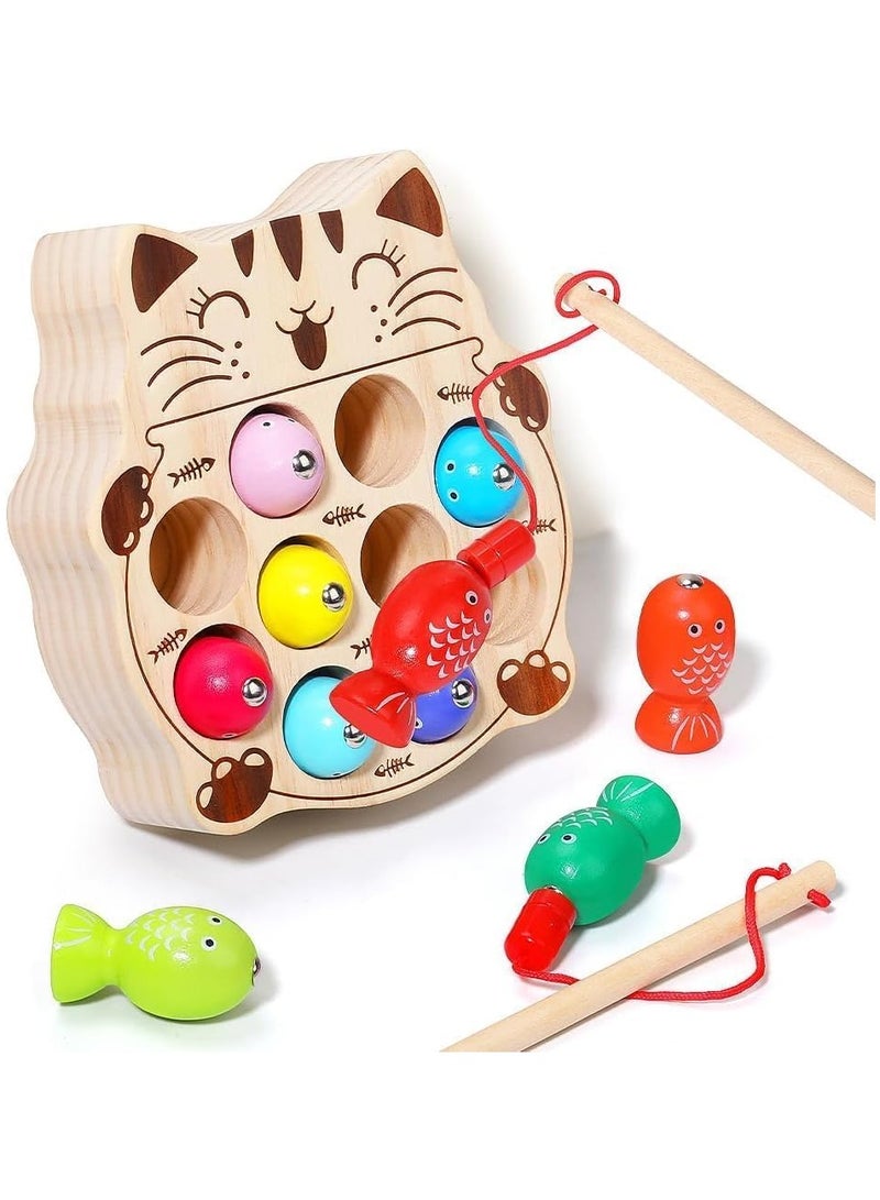 Mr. Penda Montessori Magnetic Wooden Fishing Game for Toddlers, Fine Motor Skills Early Learning Eyes Hands Cooperation Toy, For Boys and Girls Great Birthday Gift  - Image 4