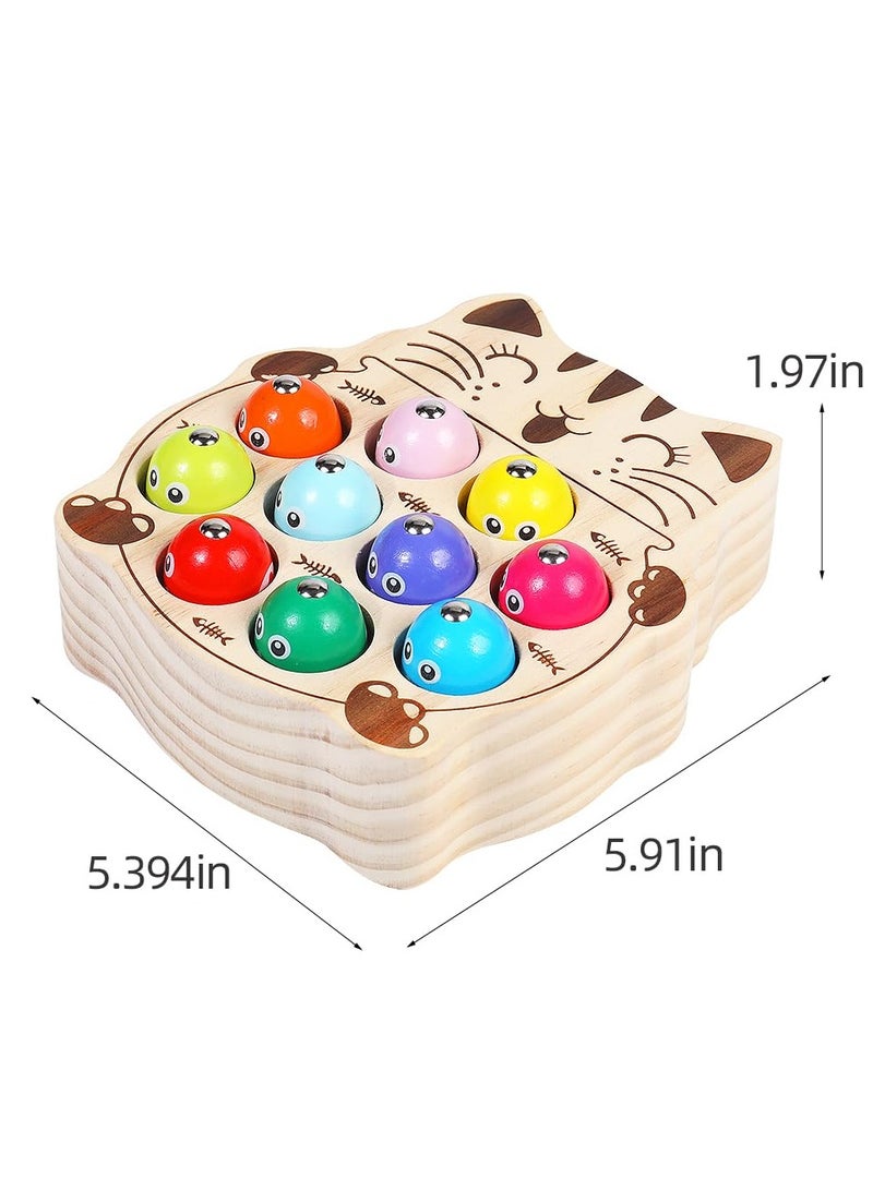 Mr. Penda Montessori Magnetic Wooden Fishing Game for Toddlers, Fine Motor Skills Early Learning Eyes Hands Cooperation Toy, For Boys and Girls Great Birthday Gift  - Image 2