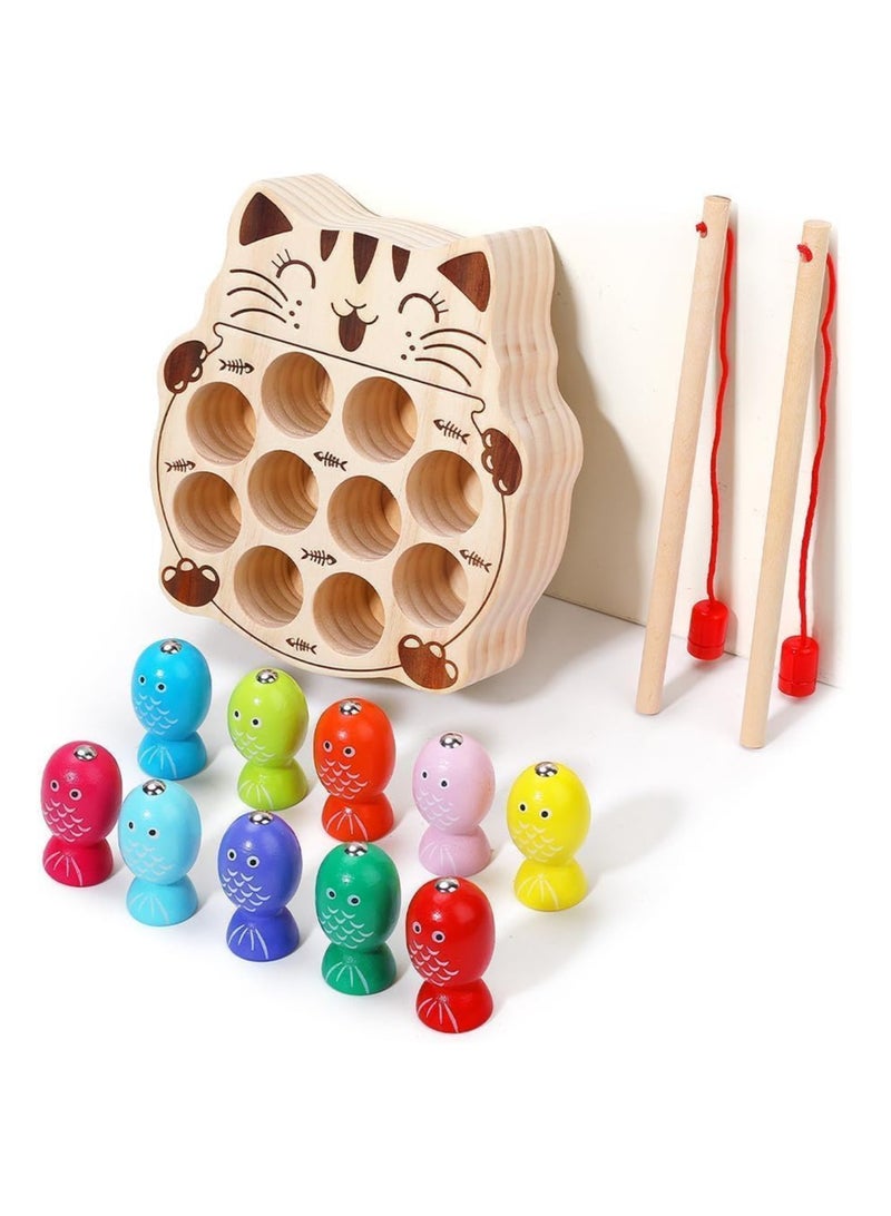 Mr. Penda Montessori Magnetic Wooden Fishing Game for Toddlers, Fine Motor Skills Early Learning Eyes Hands Cooperation Toy, For Boys and Girls Great Birthday Gift  - Image 3