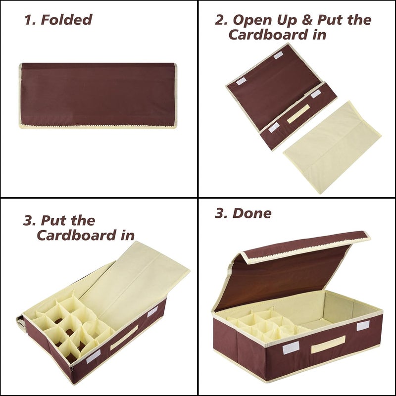 Kuber Industries Undergarment Organizer Cloth Organizer Storage Box for BraPantySocksTies Drawer Divider for ScarvesSocks Cream Patti Brown - Image 5