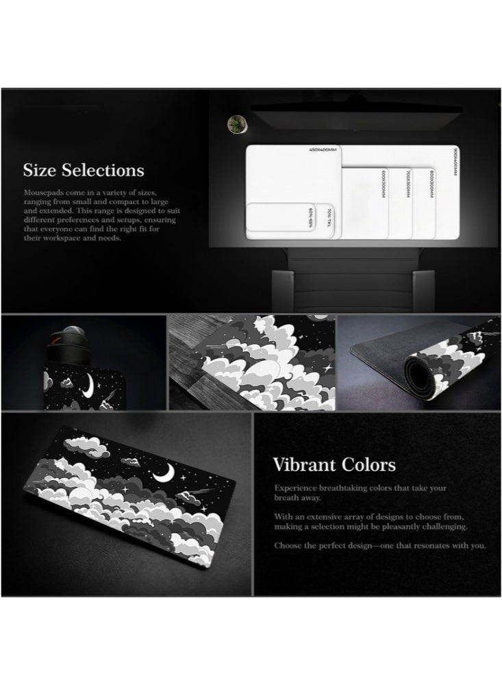 800x300x2mm Large Gaming Mouse Pad Stitched Edges Extended Mousepad Smooth Cloth Surface Non-Slip Rubber Base Waterproof Anime Extended Comfortable Mouse Mat Desk Pad Spill-Resistant Desk Pad for Keyboard and Mouse Black(Midnight Sky)  - Image 4