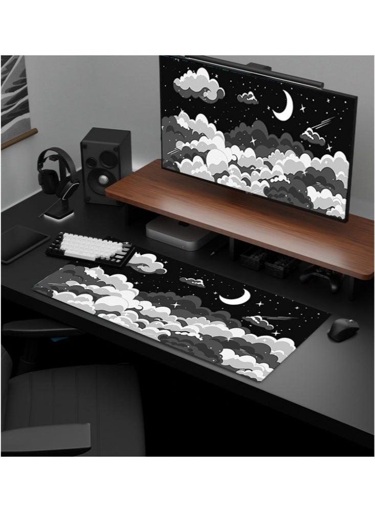 800x300x2mm Large Gaming Mouse Pad Stitched Edges Extended Mousepad Smooth Cloth Surface Non-Slip Rubber Base Waterproof Anime Extended Comfortable Mouse Mat Desk Pad Spill-Resistant Desk Pad for Keyboard and Mouse Black(Midnight Sky)  - Image 2