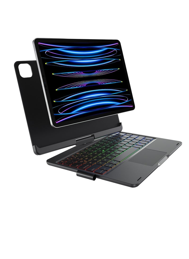 AROAQ Magnetic Rotary Keyboard For Tablet, 360 Degree Rotatable Keyboard Case For Ipad, Magnetic Adsorption Smart Case With Trackpad Keyboard, (1pc, Black)  - Image 1