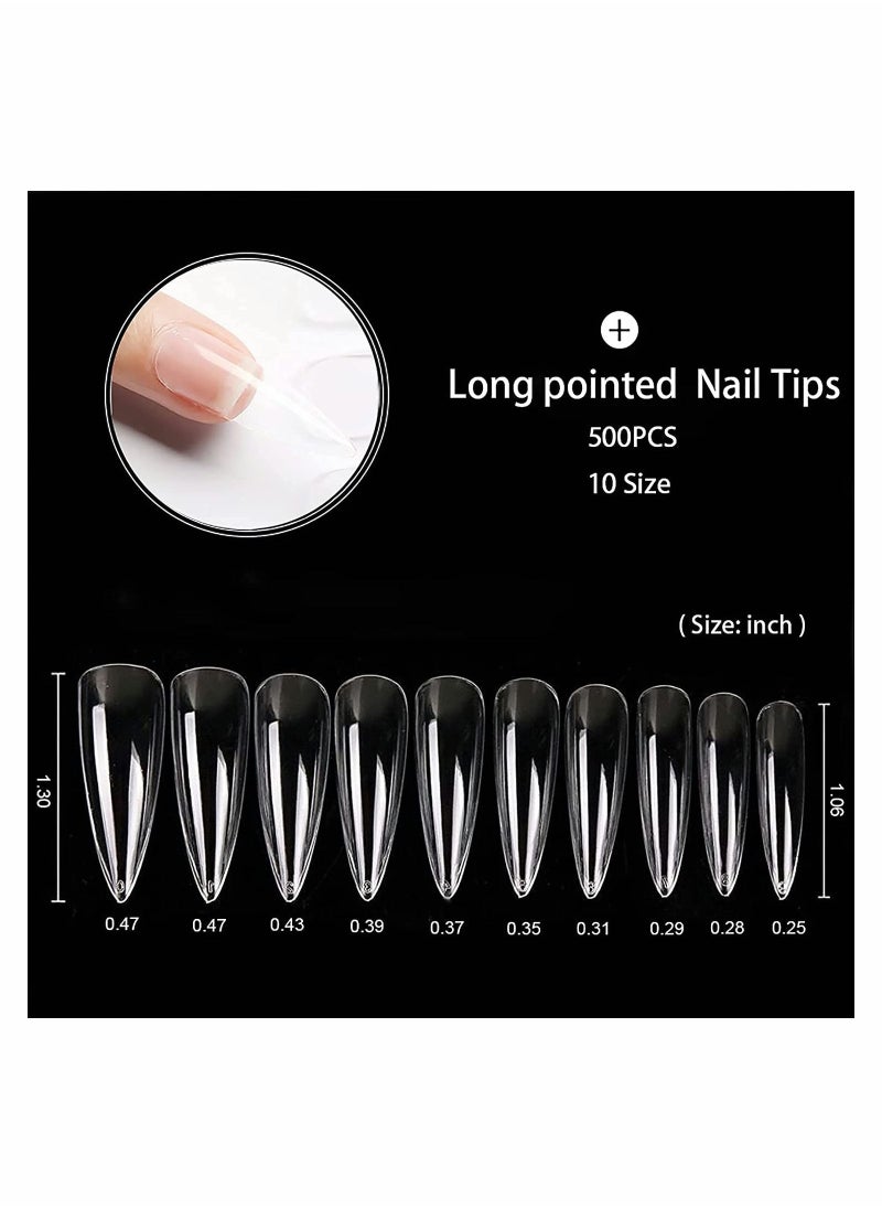 Y&D - Clear Acrylic Nail Tips Full Cover Fake Nails - Image 1