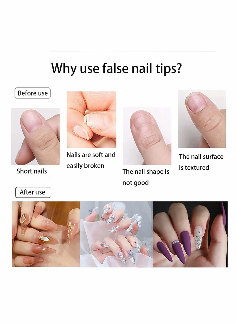 Y&D - Clear Acrylic Nail Tips Full Cover Fake Nails - Image 1