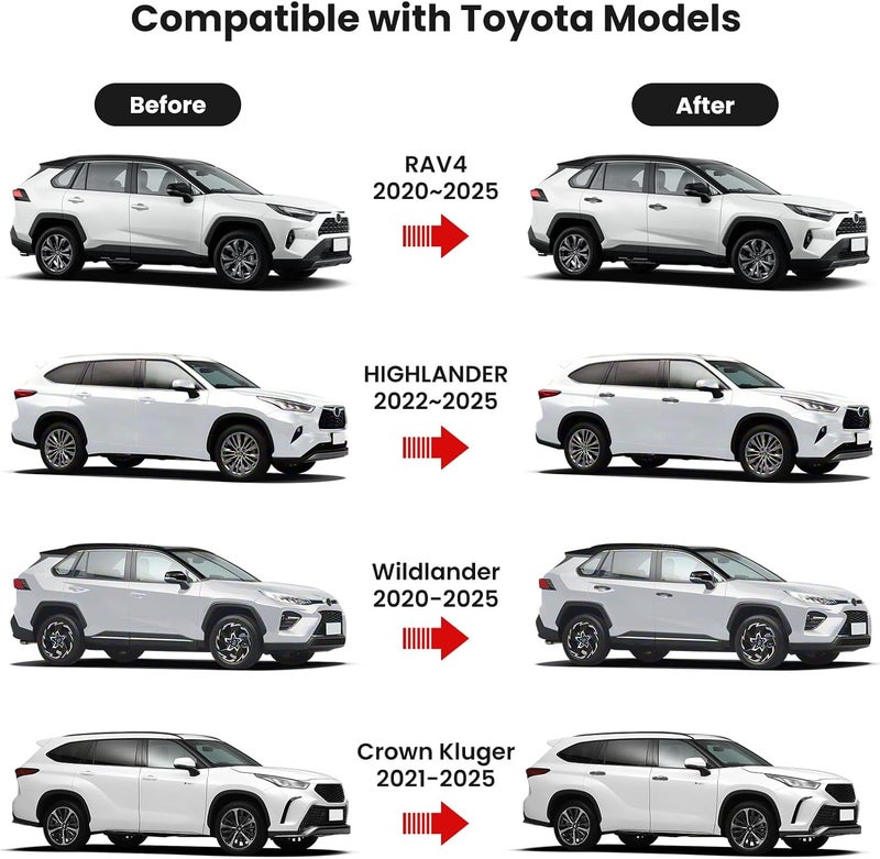 Drytuns Car Door Handle Cover for Toyota RAV4 2020-2025, 4pcs Door Handle Protector for Highlander 2022-2025 Wildlander 2020-2025 Crown 2021-2025 (Gloss Black) - Image 2