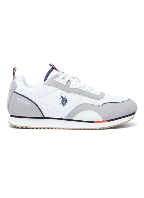 Men's White Low-Top Sneakers - Lightweight Timeless Lace-Up Style, Ideal for Casual Outings