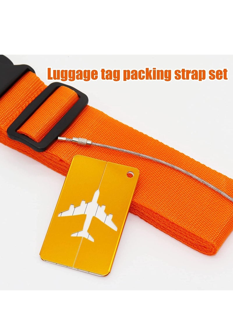 SYOSI Luggage Straps for Suitcases, Cargo Strap, 2pcs Travel Suitcase Straps with 2pcs Luggage Tags, Wide Adjustable Packing Straps with Buckle for Suitcase Luggage Baggage, 70 x 2 Inch Orange - Image 5