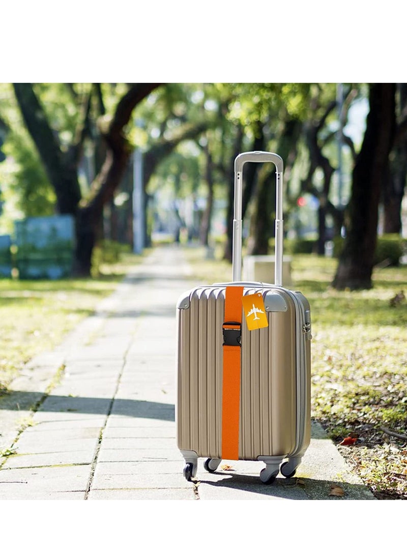 SYOSI Luggage Straps for Suitcases, Cargo Strap, 2pcs Travel Suitcase Straps with 2pcs Luggage Tags, Wide Adjustable Packing Straps with Buckle for Suitcase Luggage Baggage, 70 x 2 Inch Orange - Image 3