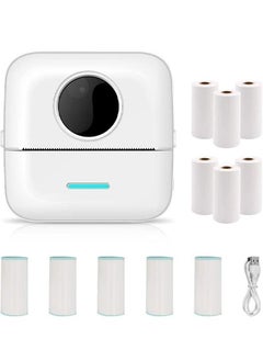 Y&D Label Printer, Portable Thermal Mini Photo Rechargeable Labeler, Small Bluetooth Inkless Printer with 11 Rolls Paper for Android and iOS Smartphones  - Image 1