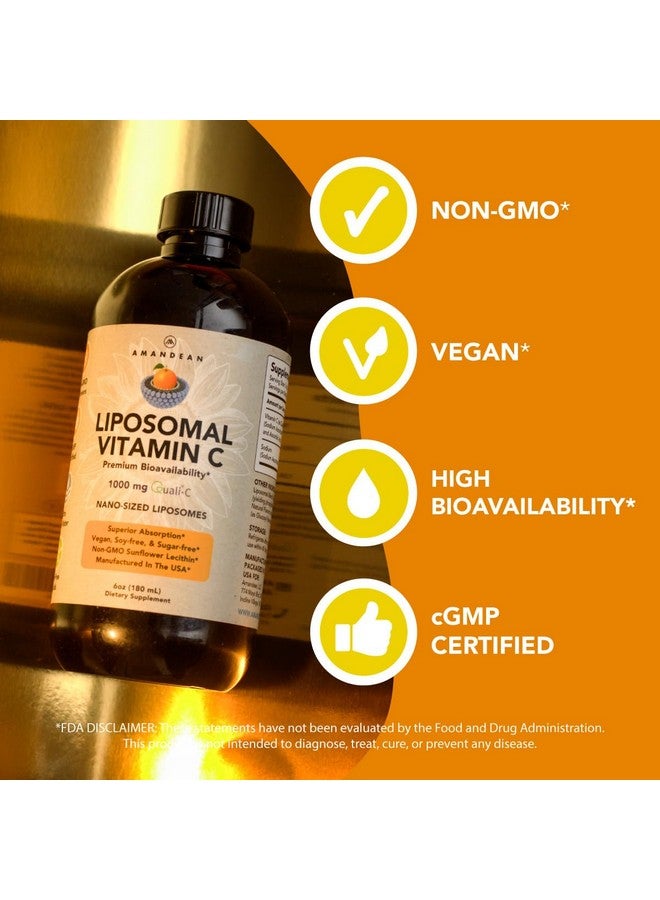 AMANDEAN أمانديان فيتامين سي ليبوسومال 1000 ملغ. مكمل سائل لفيتامين سي. دعم المناعة، صحة الجلد، إنتاج الكولاجين. توصيل سريع لمضادات الأكسدة. كوالي-سي، خالي من الصويا، نباتي، غير معدل وراثيًا. - Image 2