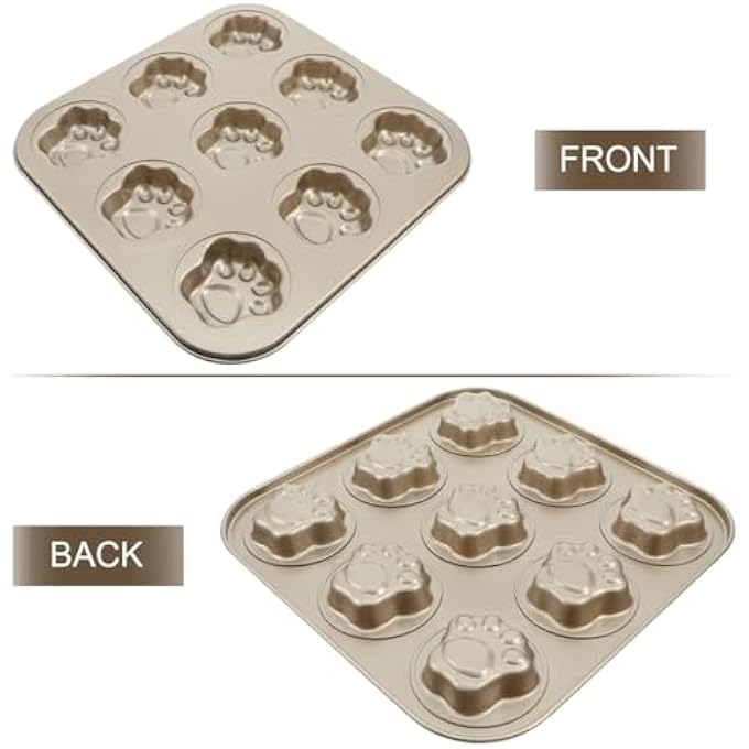 Round Cake Pans Muffin Pan 9 Cup Cat Paw Shaped Cupcake Baking Pan NonStick Mini Fondant Pans Steel Cookies Molds Muffin Pie Mould For Home Restaurant Fondant Molds - Image 4