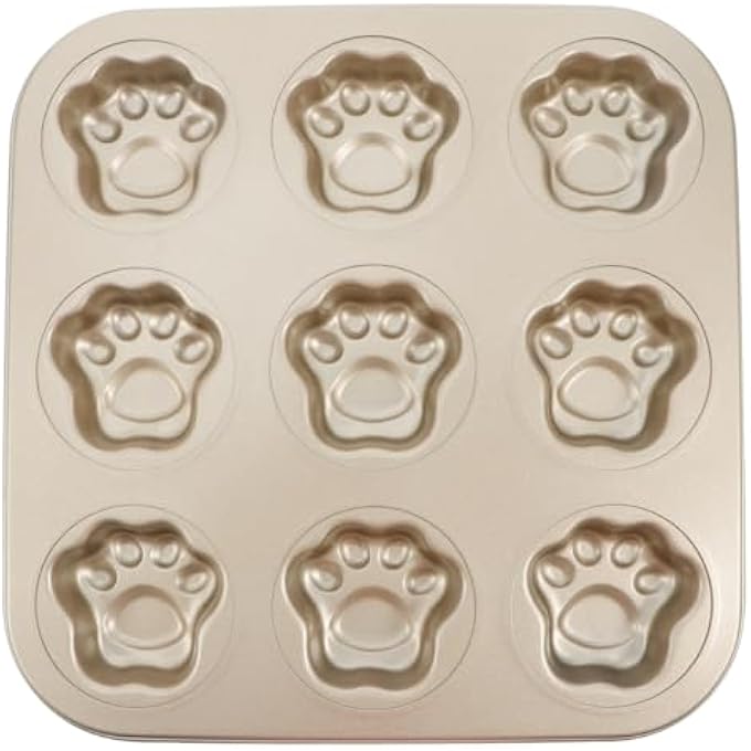 Round Cake Pans Muffin Pan 9 Cup Cat Paw Shaped Cupcake Baking Pan NonStick Mini Fondant Pans Steel Cookies Molds Muffin Pie Mould For Home Restaurant Fondant Molds - Image 1