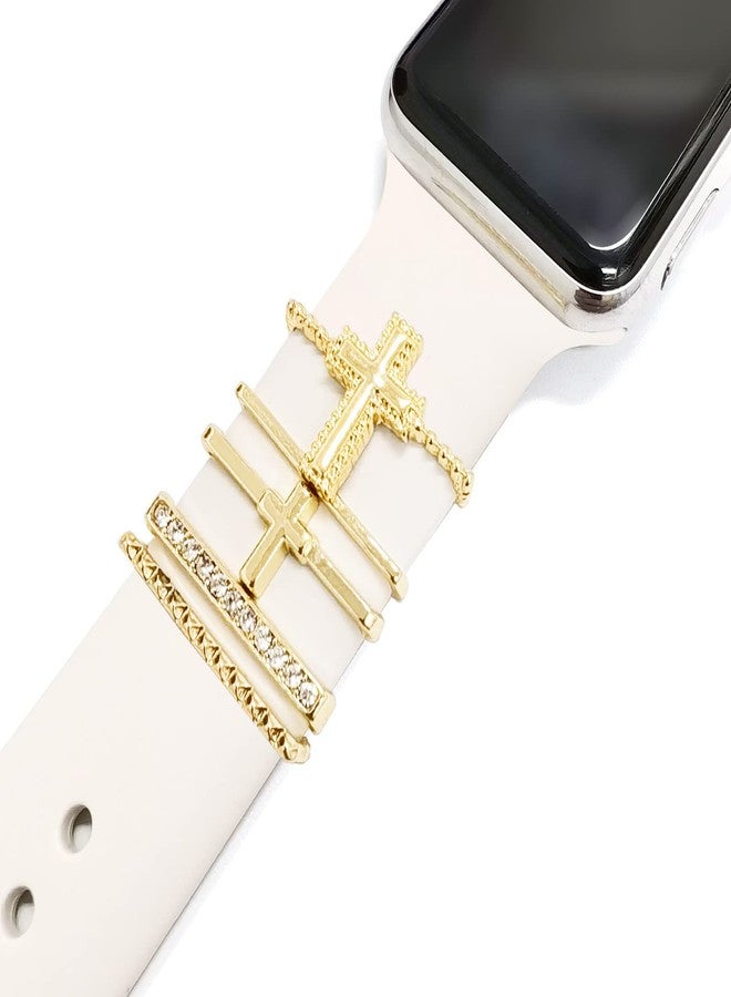 Wowstrap 5Pcs Charms for Apple Watch band 41mm 45mm 40mm 44mm 38mm 42mm 46mm 49mm Women,Diamond+Metal Jewelry Decorative Ring For iWatch series 11 10 9 8 7 6 5 4 se 3/2,Galaxy watch 7/6/5/4,Strap Accessories - Image 1