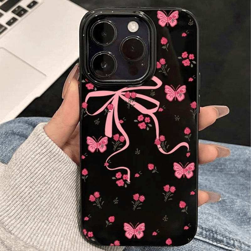 Pink Bow Suitable for Apple 16Promax Niche Mobile Phone Case Iphone15 New 14 Creative 13 Soft Case - Image 5