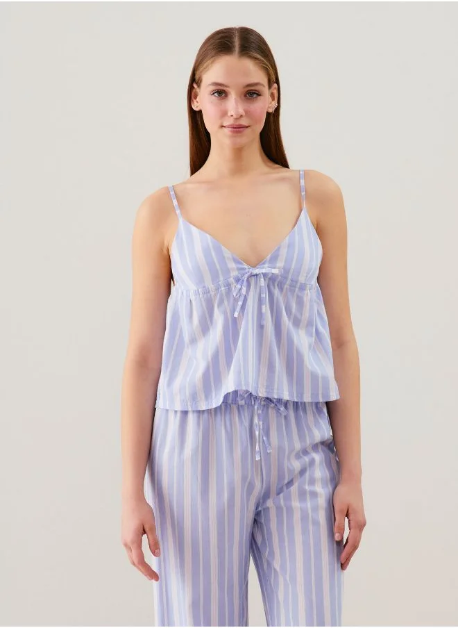 UNDIZ Striped cotton top Sky blue