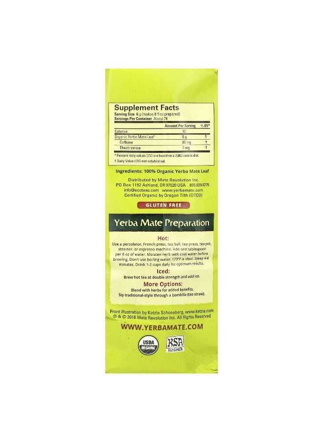 EcoTeas, Yerba Mate Pure Leaf Loose Tea, Unsmoked, Green Energy, 16 oz (454 g) - Image 2
