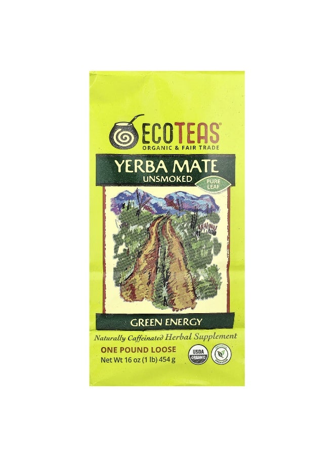 EcoTeas, Yerba Mate Pure Leaf Loose Tea, Unsmoked, Green Energy, 16 oz (454 g) - Image 1