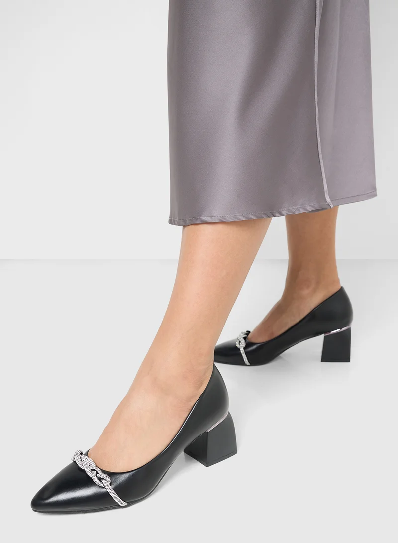 GRASS Diamante Heeled Pump