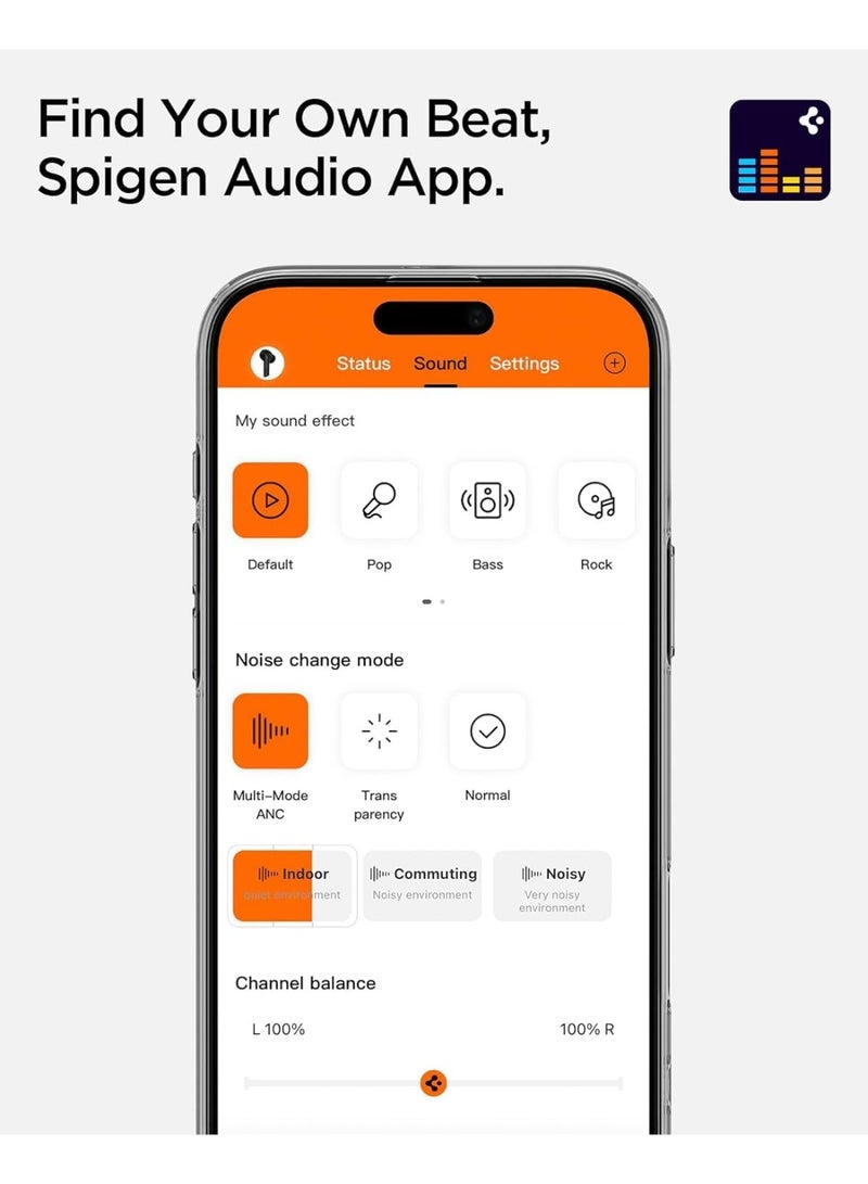 Spigen True Wireless In Ear Earbuds SA-TW S10 Active Noise Cancellation 28dB, Bluetooth 5.3 Headphones, 30H Playtime, EQ Customizing App, 4 Mics, Transparency, Gaming Mode, 10mm Driver, IPX5 - Black - Image 3